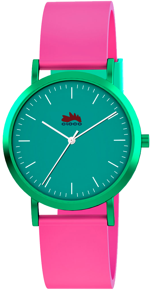 reloj pulsera rosa y verde